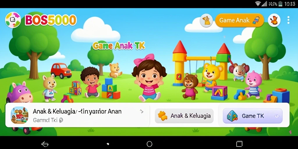 Antarmuka aplikasi Game Anak TK yang ceria dan interaktif.
