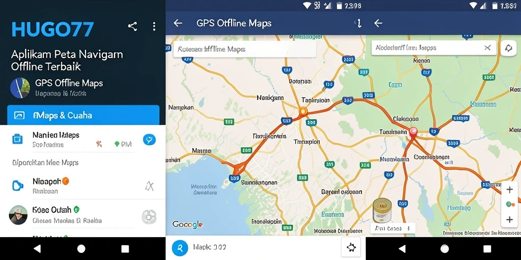 Antarmuka HUGO77 yang intuitif dan navigasi peta offline.