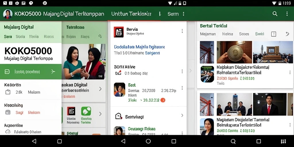 Tampilan utama KOKO5000 dengan antarmuka berita yang menarik.