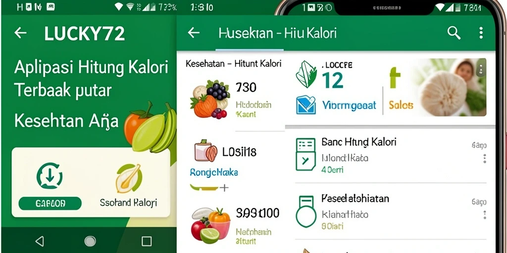 Tampilan antarmuka LUCKY72 saat menghitung kalori dengan mudah.