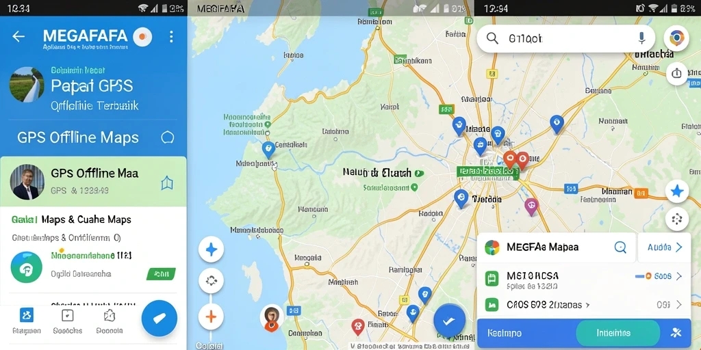Antarmuka aplikasi MEGAFAFA yang intuitif dan mudah digunakan untuk GPS Offline Maps.