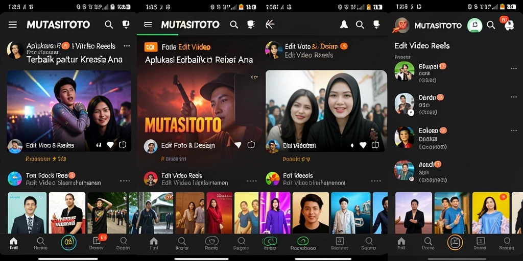 Tampilan antarmuka pengguna aplikasi Edit Video Reels MUTASITOTO.