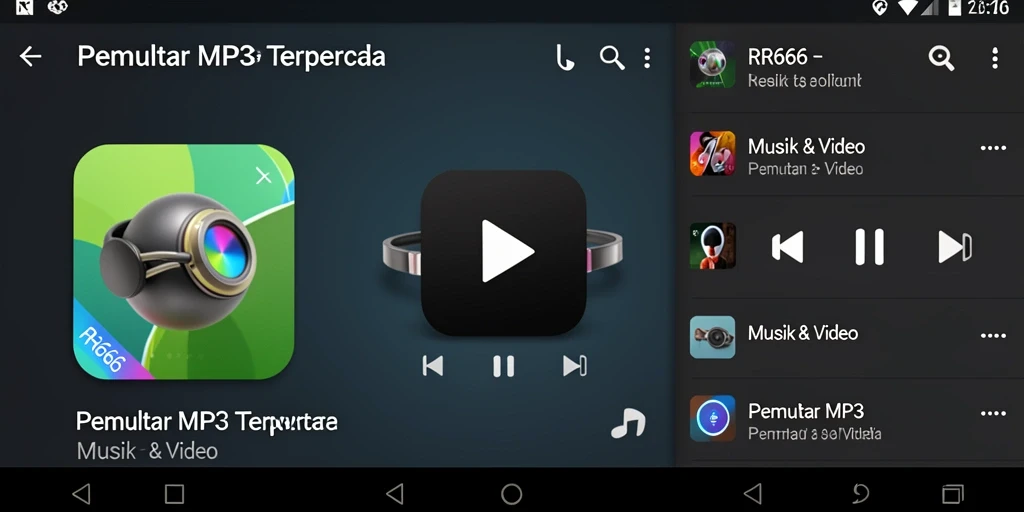 Antarmuka menarik RR666 untuk Pemutar MP3 yang sederhana dan efektif.
