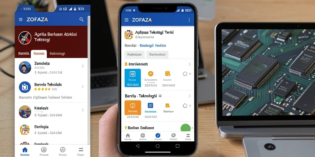 Antarmuka aplikasi ZOFAZA menampilkan berita teknologi terbaru.